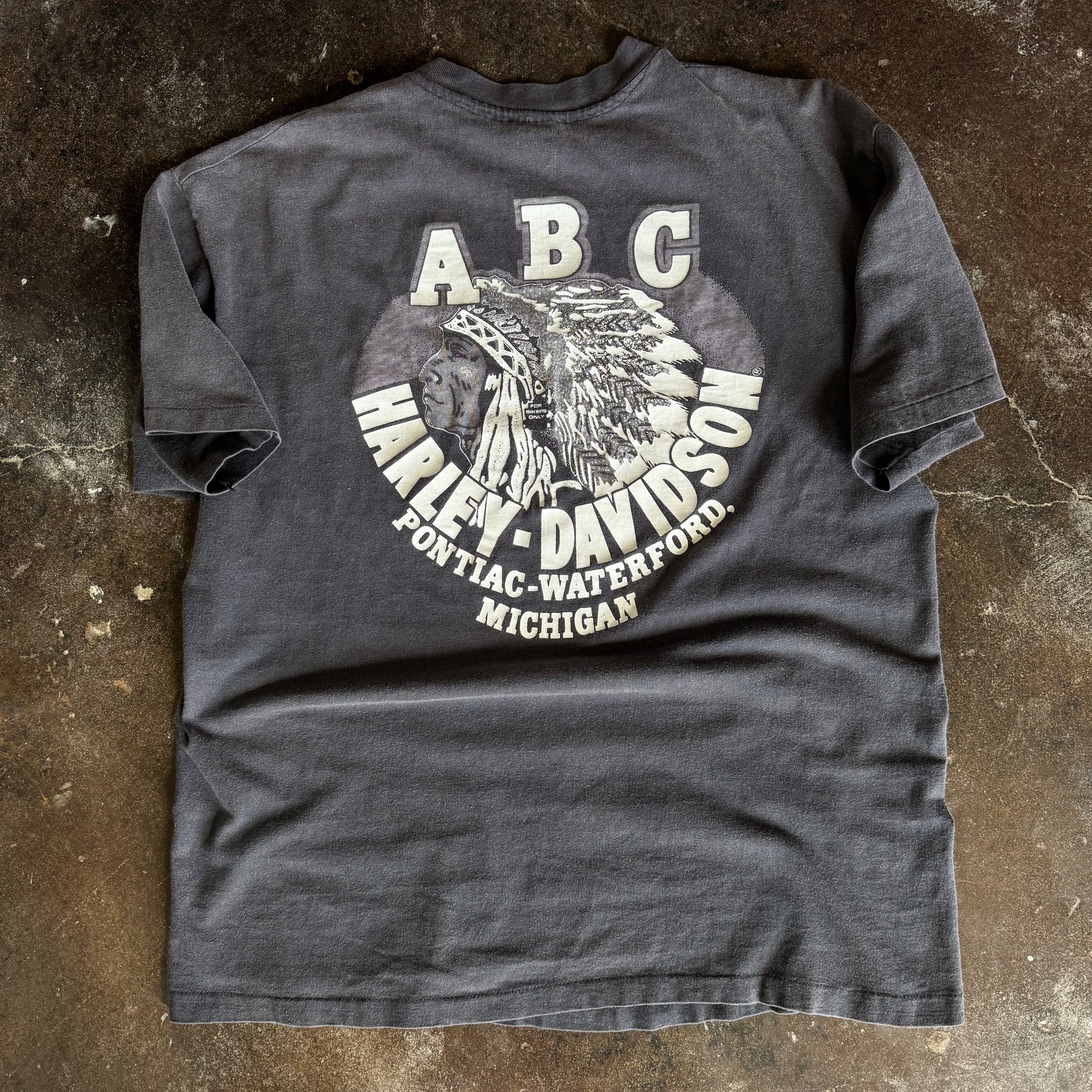 80’s Harley Shining Shield Sun Faded Pocket Tee (XL)