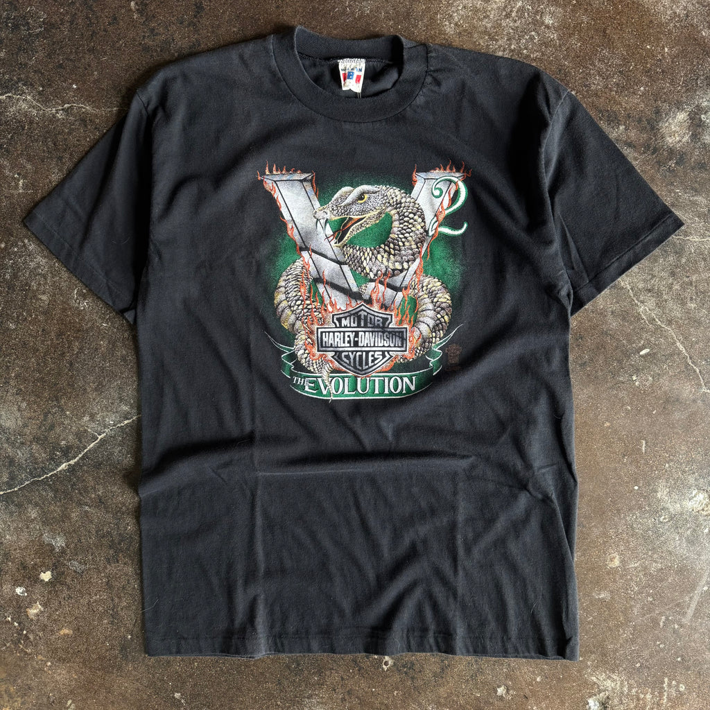 80’s Harley Davidson Canadian 3D Emblem “Evolution” Snake Tee (L)