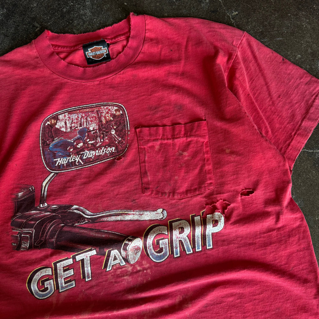 90's Harley "Get a Grip" Distressed Tee (XL)