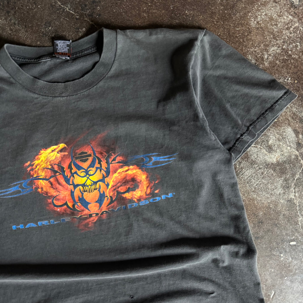 Y2K Harley Tribal Flames Sun Faded Tee (XL)