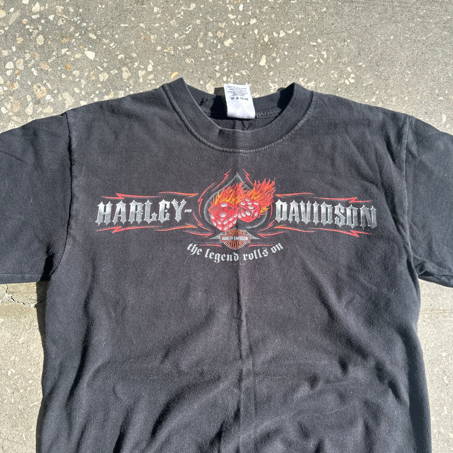 Y2K Harley Flaming Dice Tee (Minimal-Wear)