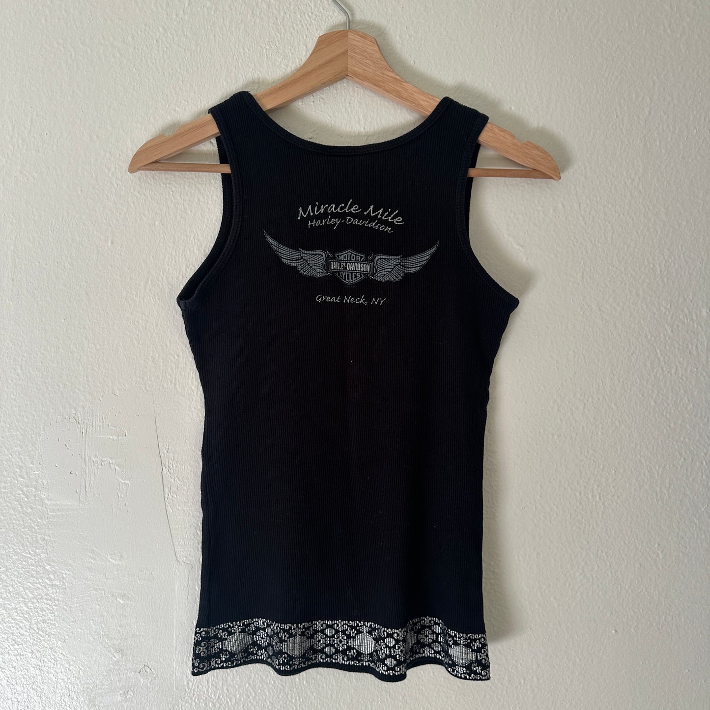 Y2K Women’s Harley Tank Top Black Emblem Size M