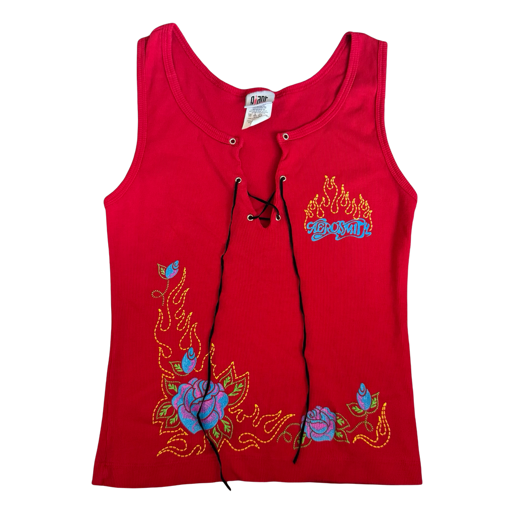 Y2K Aerosmith Band Women’s Tank Lace Top Size S