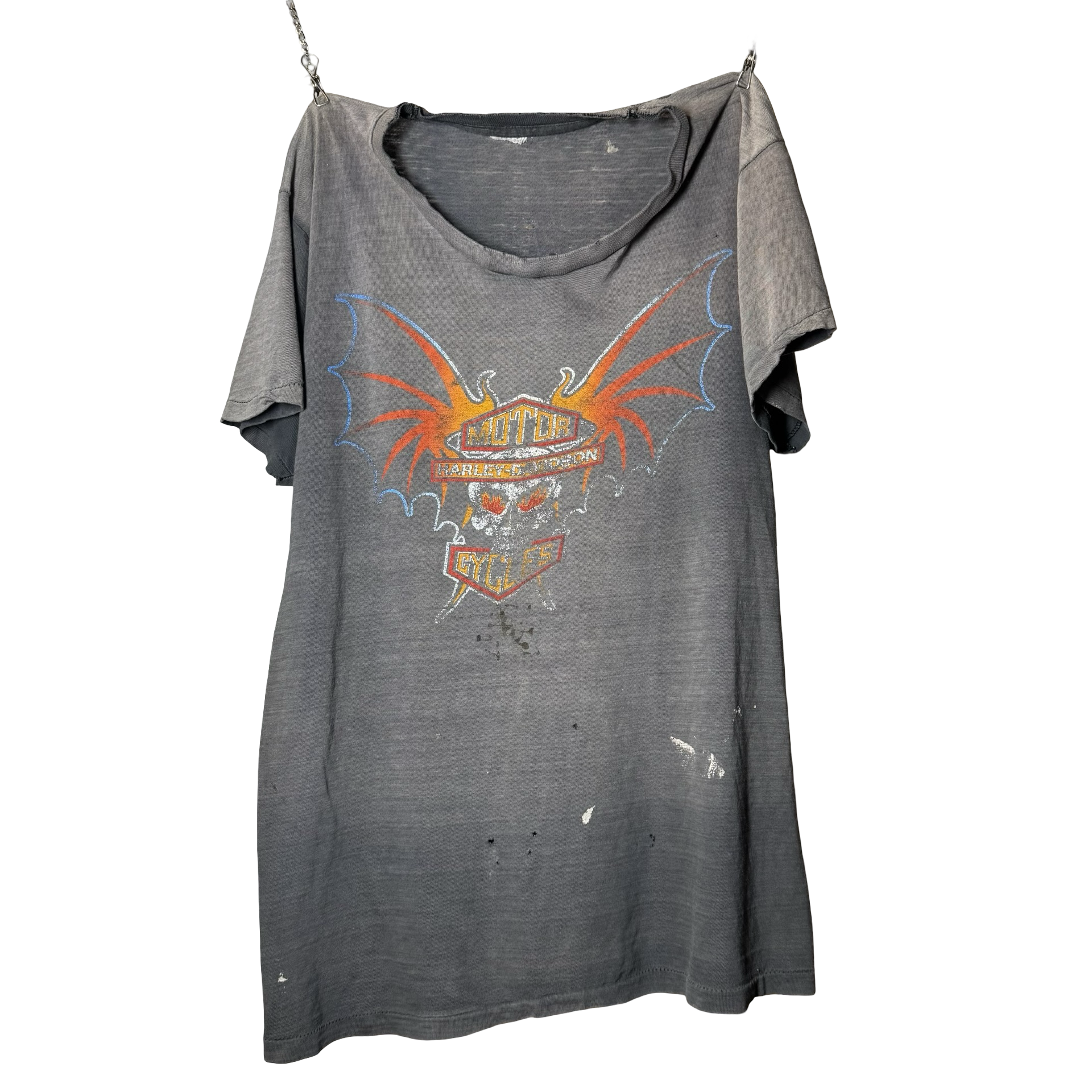 80’s Harley Bat Skull Sun Faded Distressed Tee Size M/L