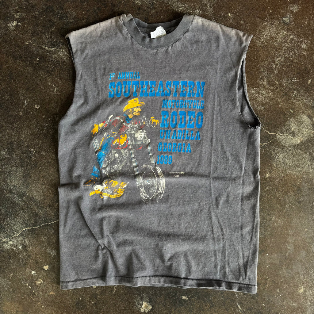 80’s Biker Rodeo Sun Faded Cut-Off Tee (L)