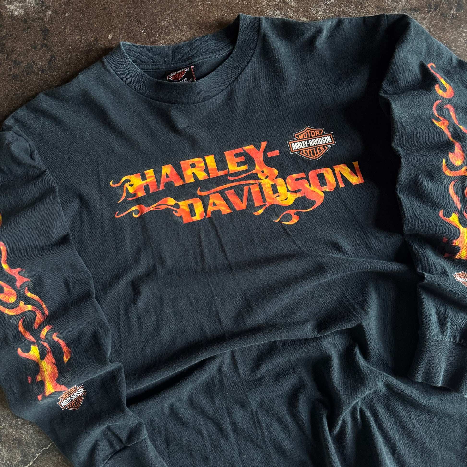 Y2K Harley Flame Spellout Longsleeve (L)