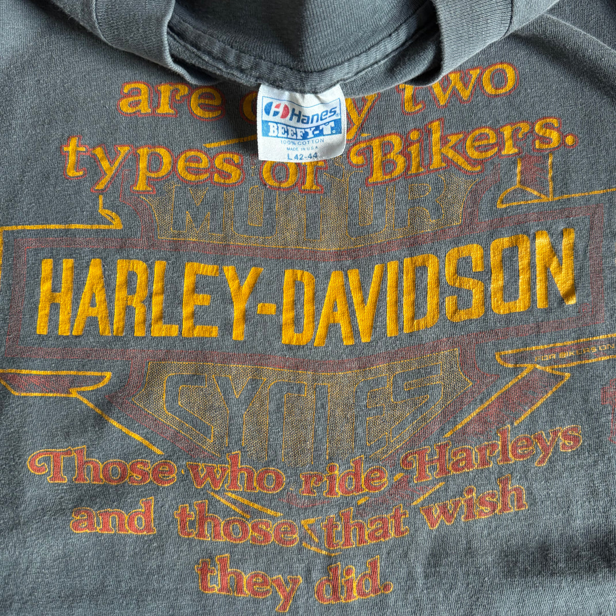80’s Harley “Two Types of Bikers” Sun Faded Tee (L)
