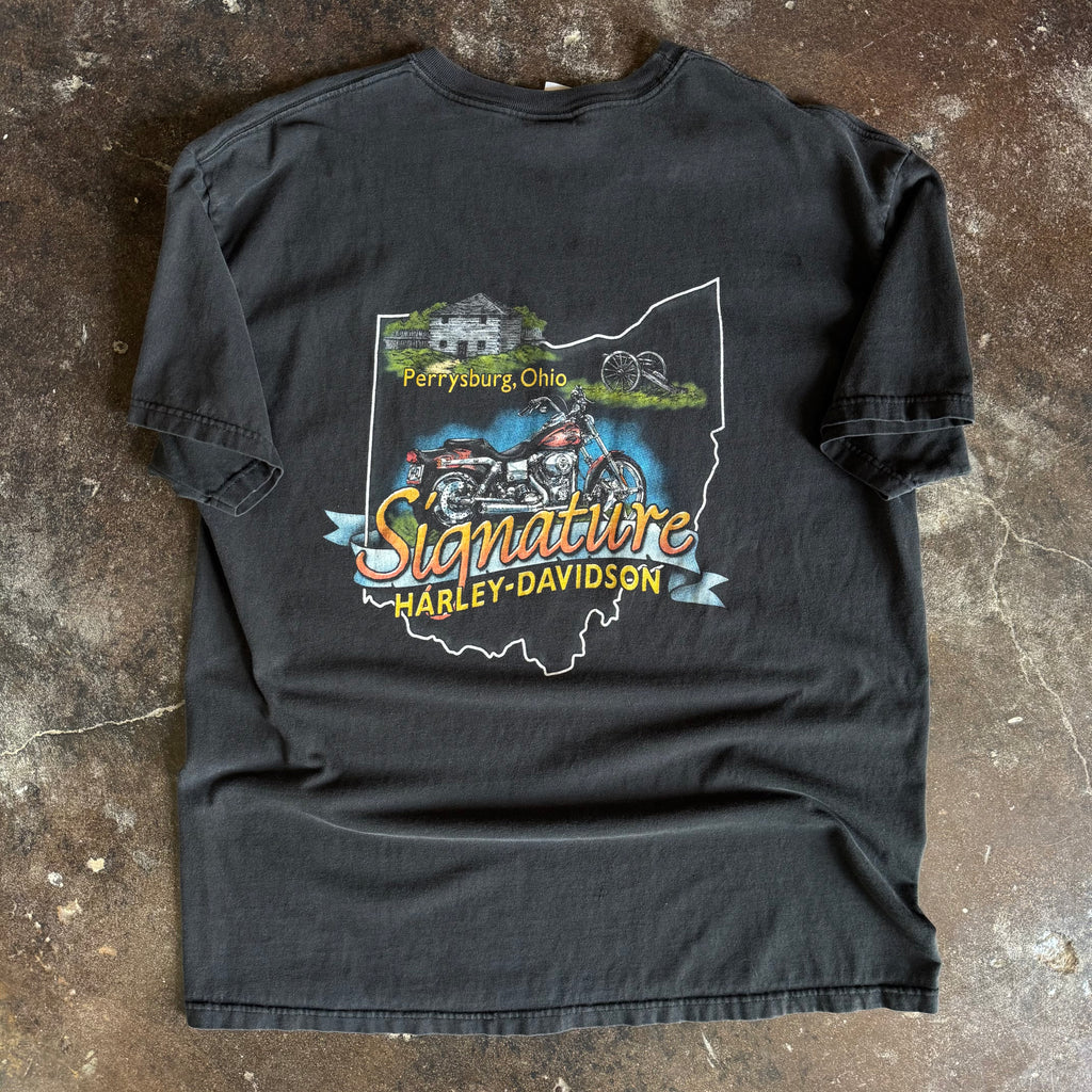 Y2K Harley Flaming Banner Ohio Tee (XL)