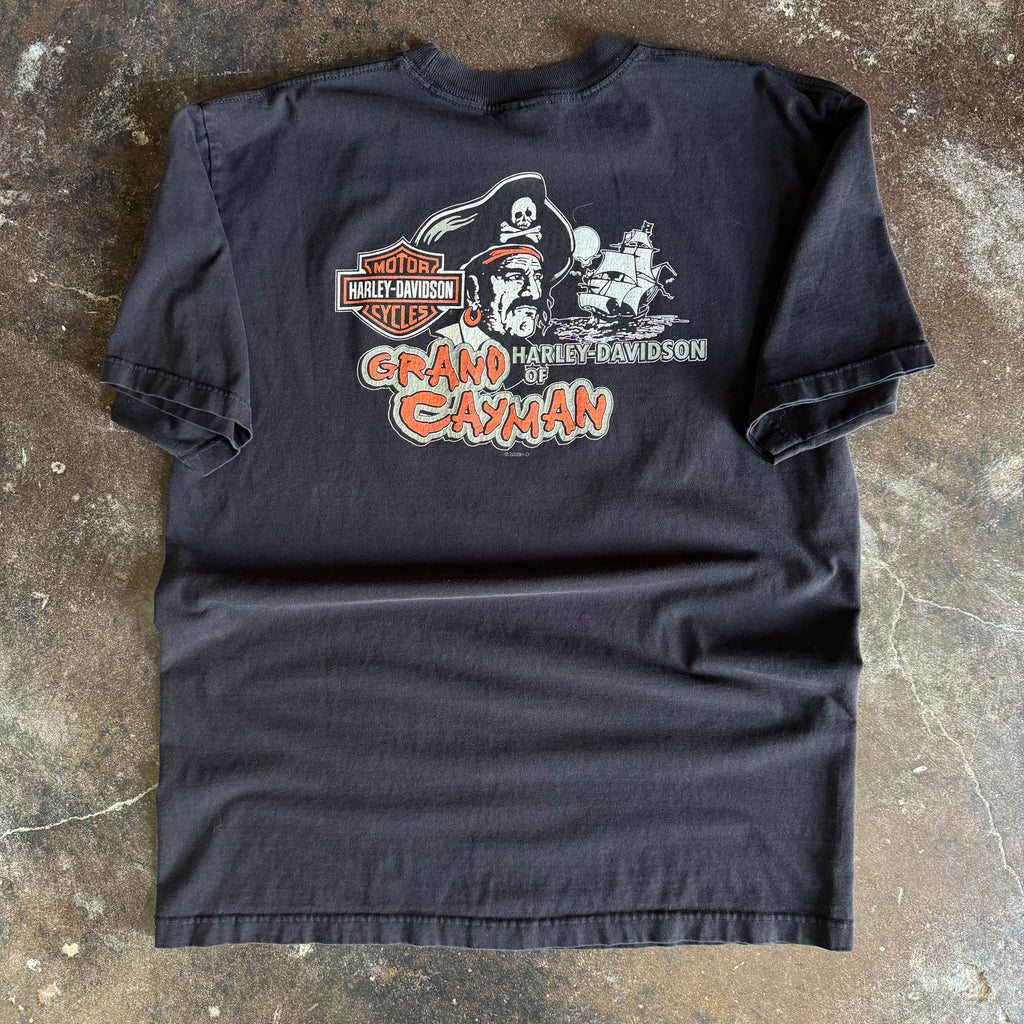 Y2K Harley Flaming Cross Emblem Cayman Tee (XL)