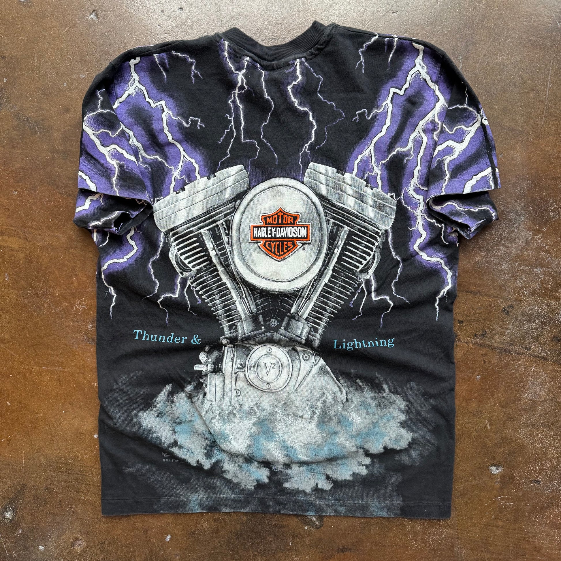 90’s Harley Thunder and Lightning AOP Tee (M/L)