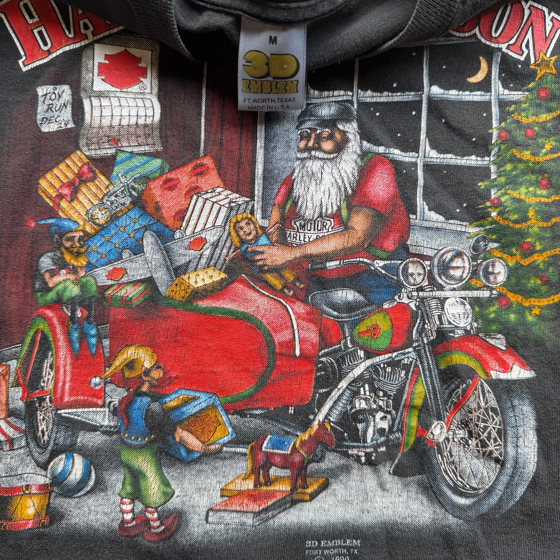 90’s Harley Santa 3D Emblem Longsleeve Tee Size M