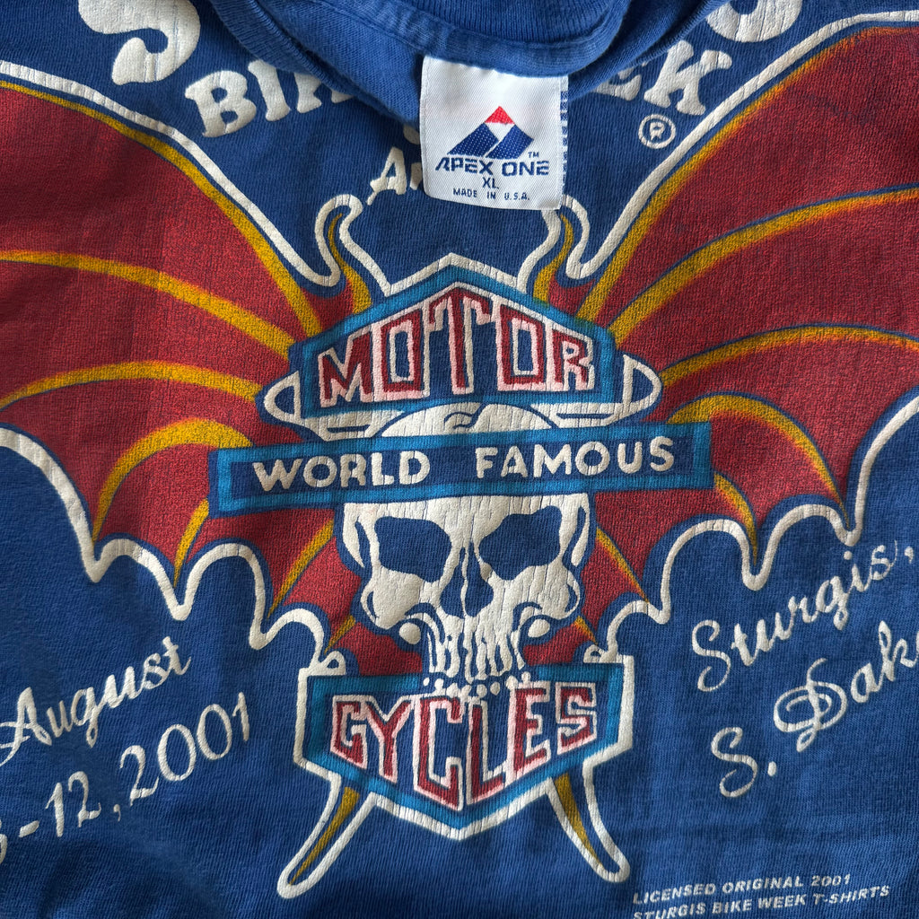 ‘01 Sturgis Bat Skull Biker Tee (XL)