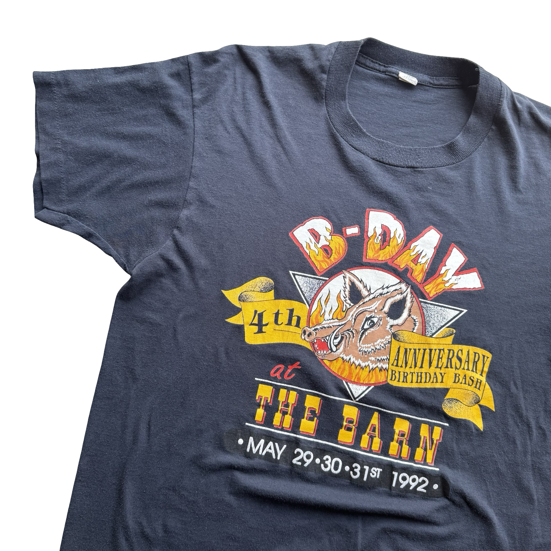 90’s The Barn Hog Flame Biker Bar Tee Size XL