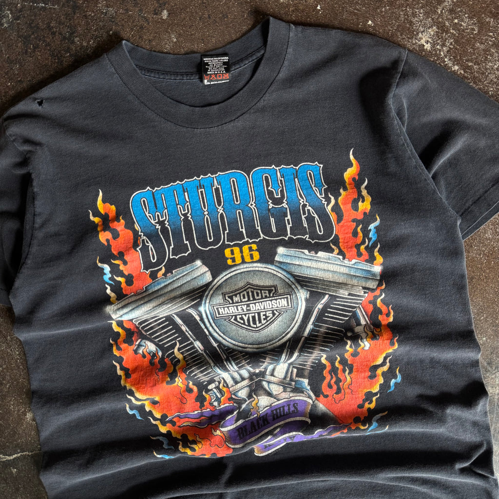 90’s Harley Sturgis Flaming Engine Tee (L)
