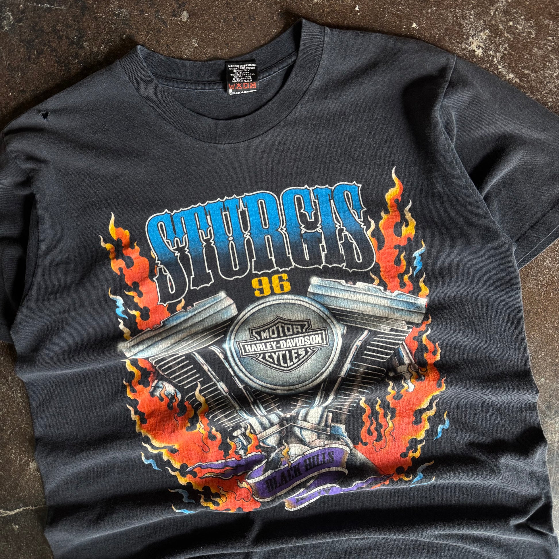 90’s Harley Sturgis Flaming Engine Tee (L)