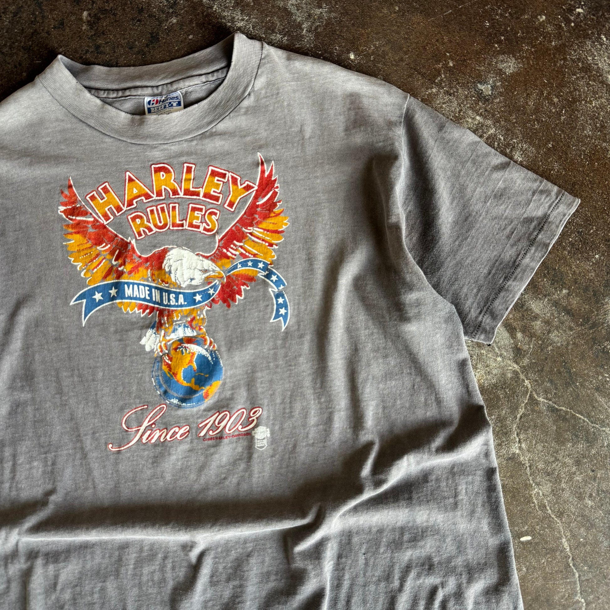 80’s Harley Rules Sun Faded Eagle Tee (XL)