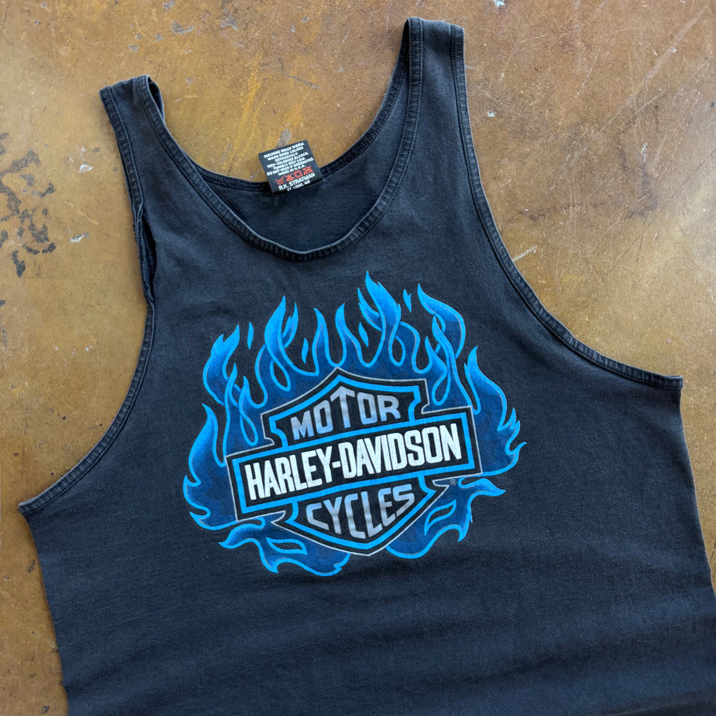 90’s Harley Blue Flame Ball Tank Top Tee (L)