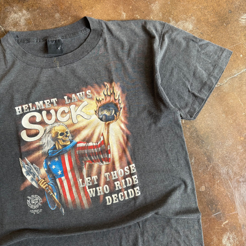 80’s 3D Emblem Helmet Laws Suck Tee (L)