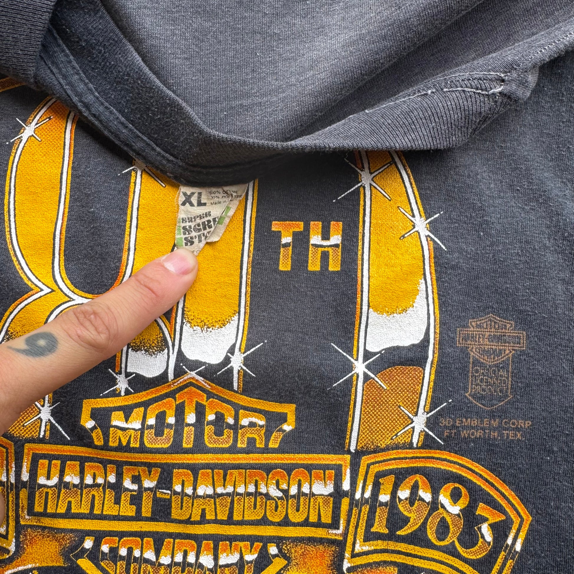 80’s Harley 3D Emblem Washington DC 80th Tee Size XL