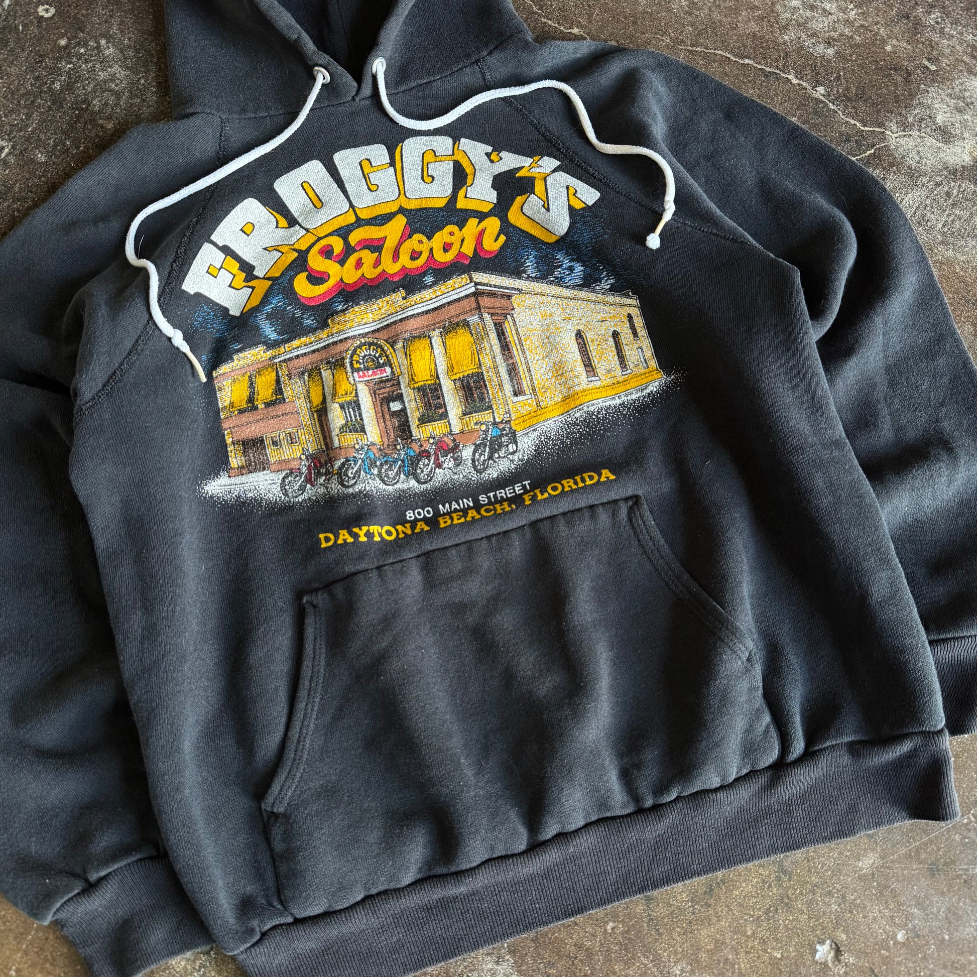 80’s Froggy’s Saloon Biker Bar Drawstring Hoodie (M)