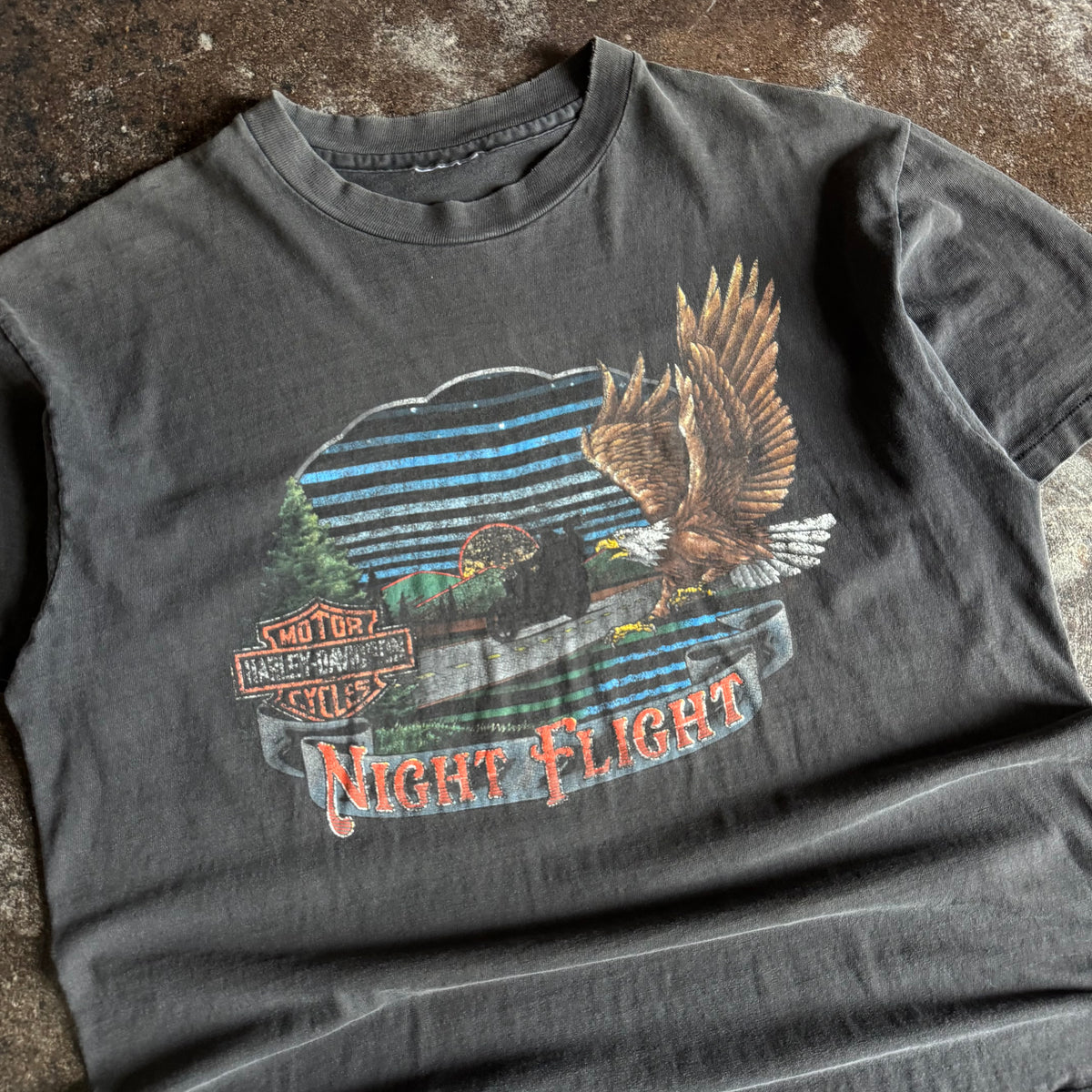 90’s Harley Night Flight Sun Faded Tee (L)