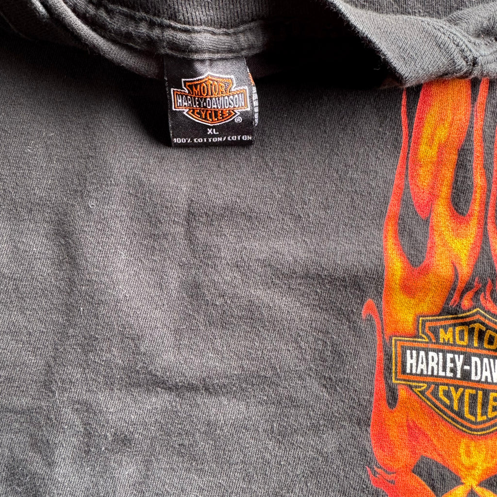 Y2K Harley Flame Logo Casual Tee Size XL