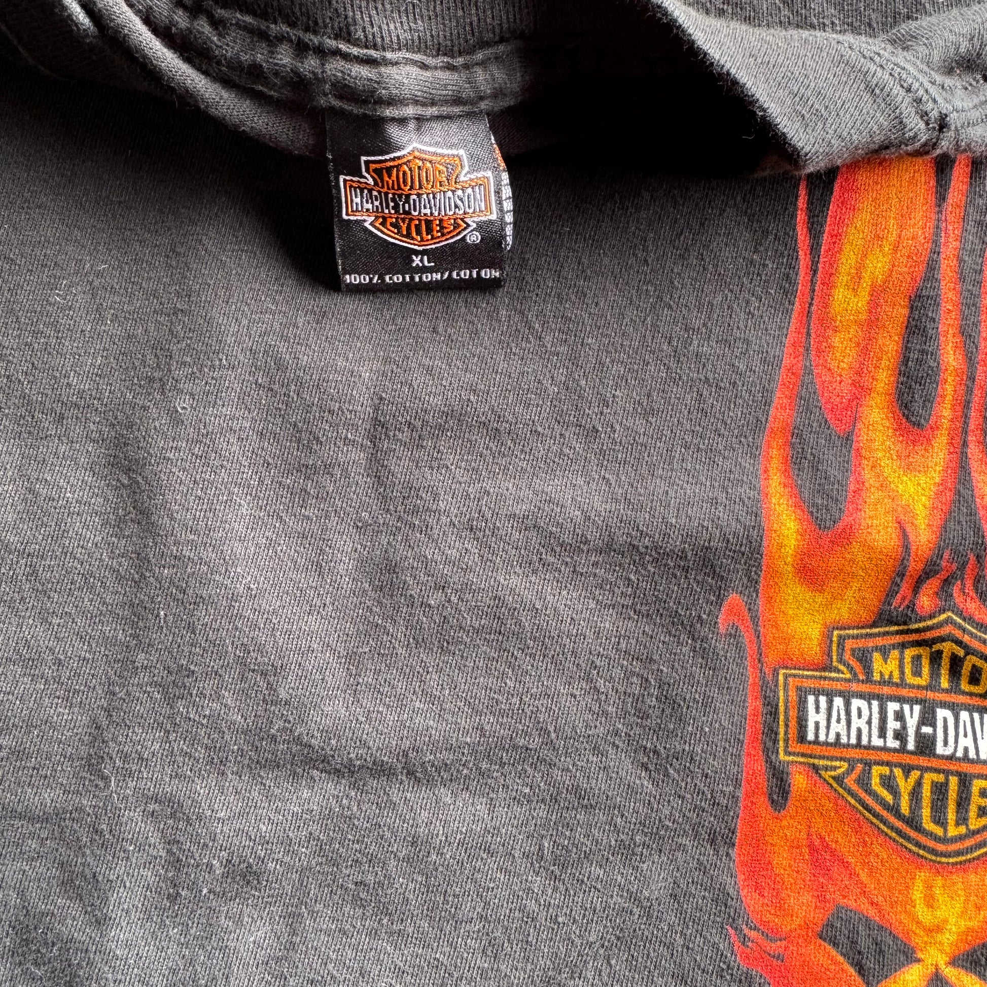 Y2K Harley Flame Logo Casual Tee Size XL