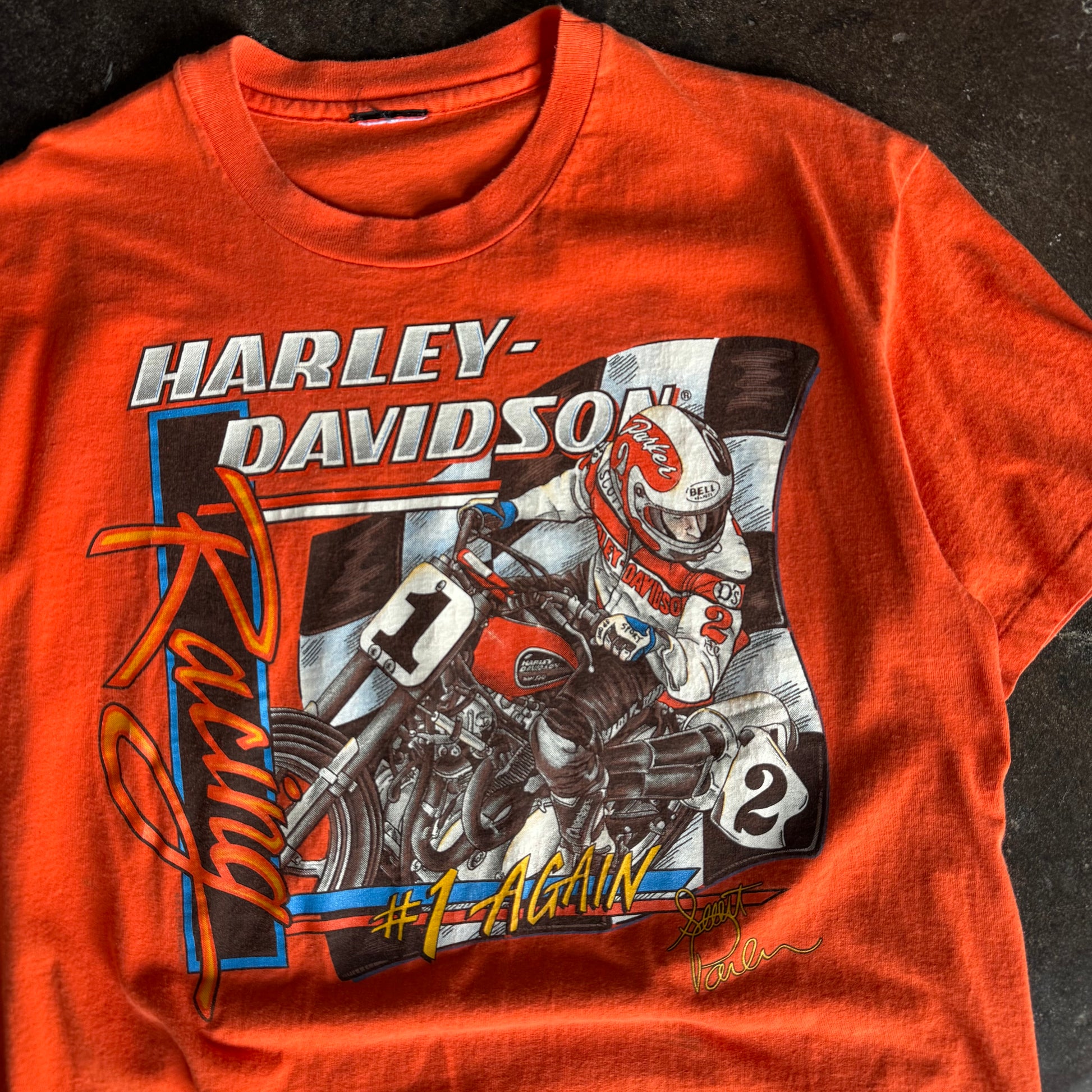 90’s Harley Racing Scott Parker Orange Tee (L)