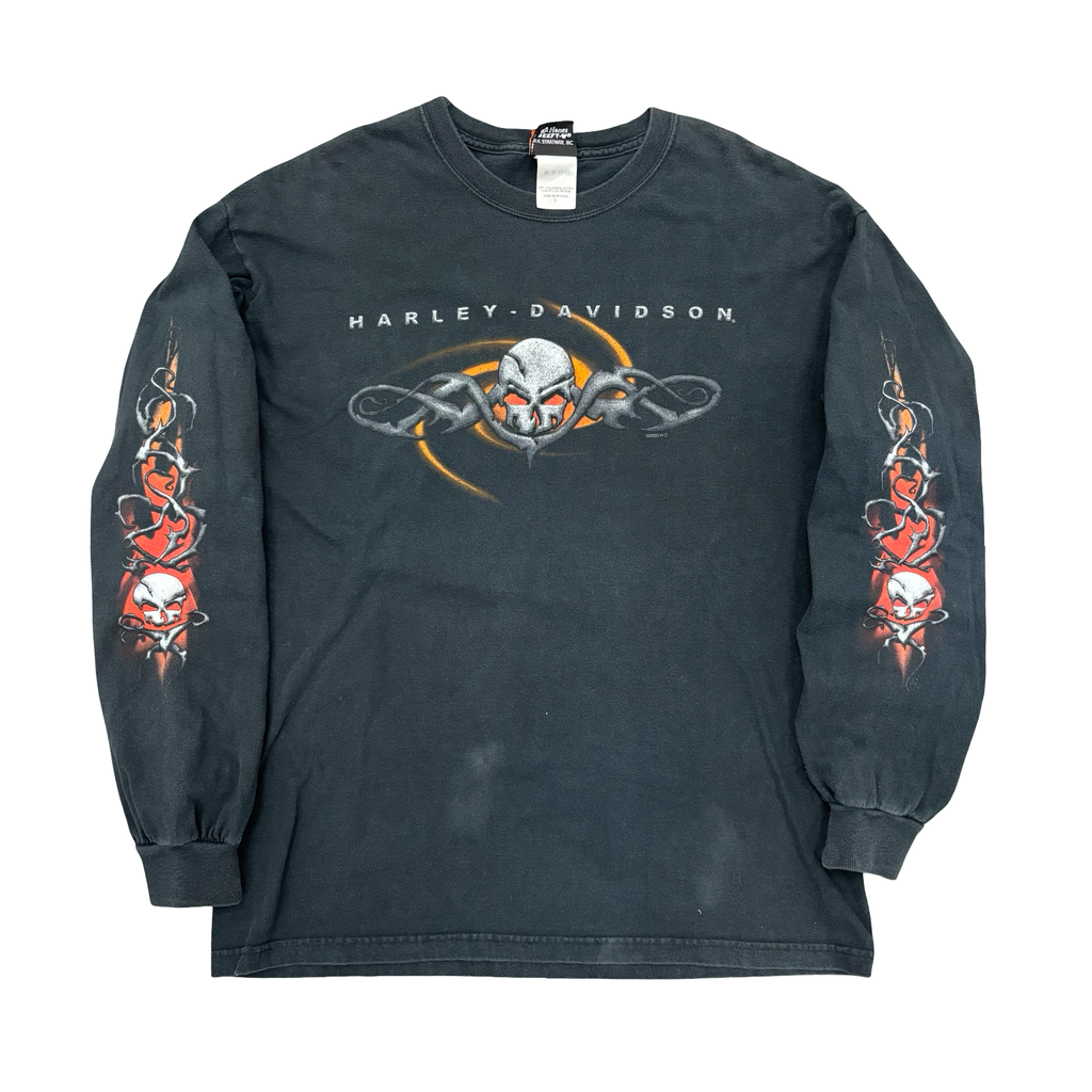 Y2K Harley Skull & Thorns Longsleeve Tee Size L