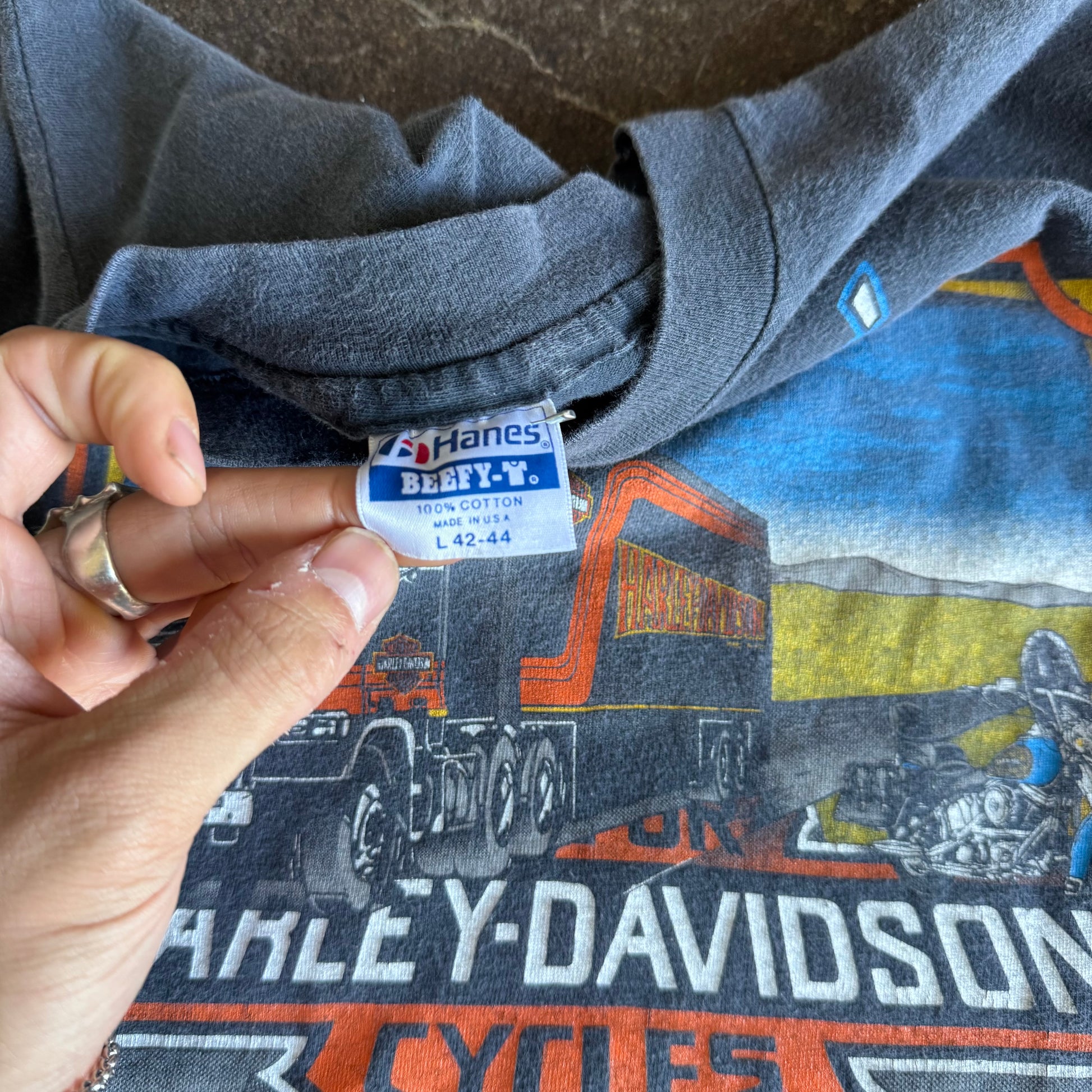 80’s Harley “Haulin’ Class” Sun Faded Trucker Tee (L)