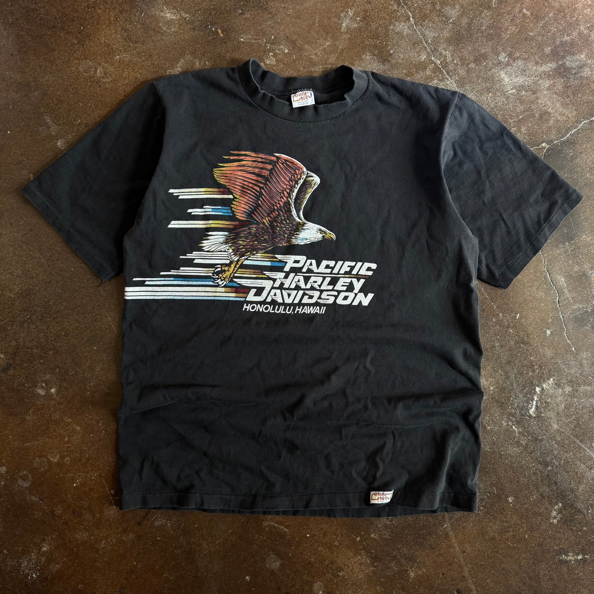 80’s Hawaii Harley Crazy Shirts Wrap Around Tee (L)