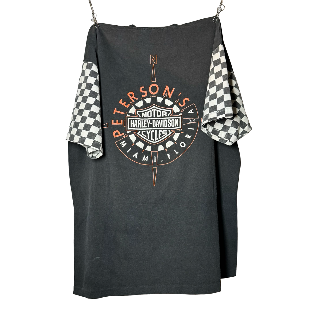 90’s Harley Checkered Sleeve Competition Tee Size L