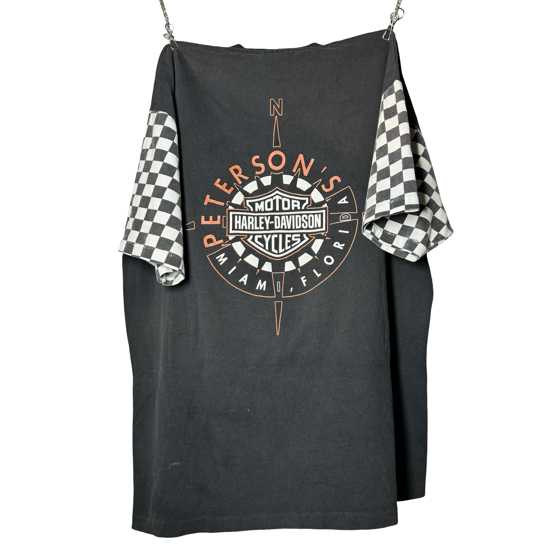 90’s Harley Checkered Sleeve Competition Tee Size L