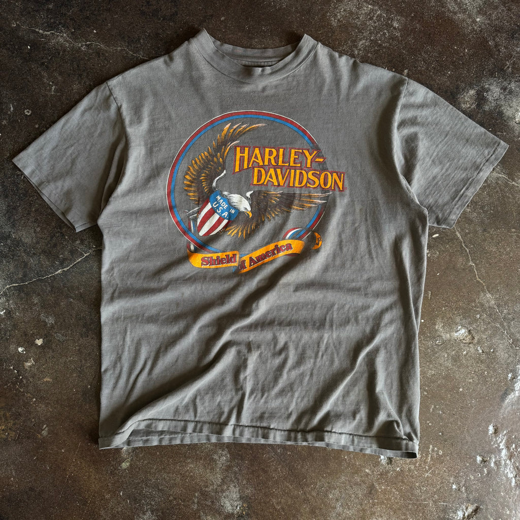 80’s Harley Shield Of America Faded Gray Tee (XL)