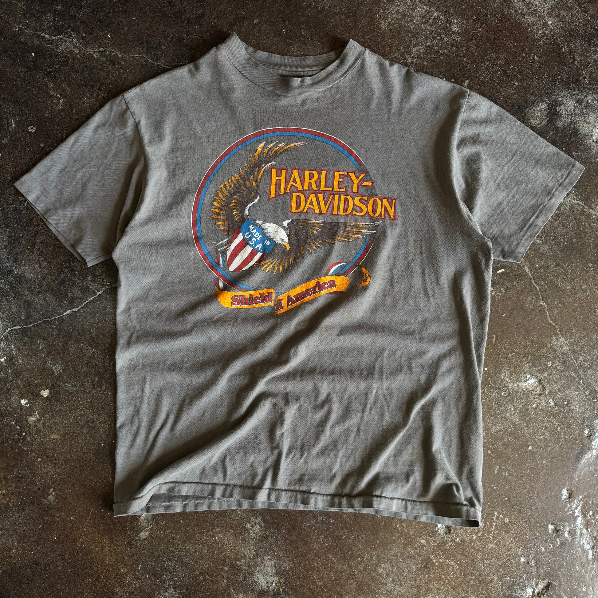 80’s Harley Shield Of America Faded Gray Tee (XL)