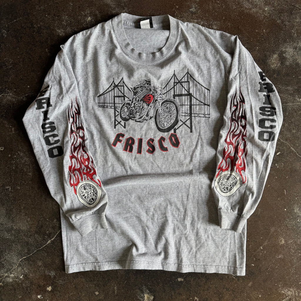Y2K Frisco Choppers Skeleton Biker Flame Longsleeve (L)