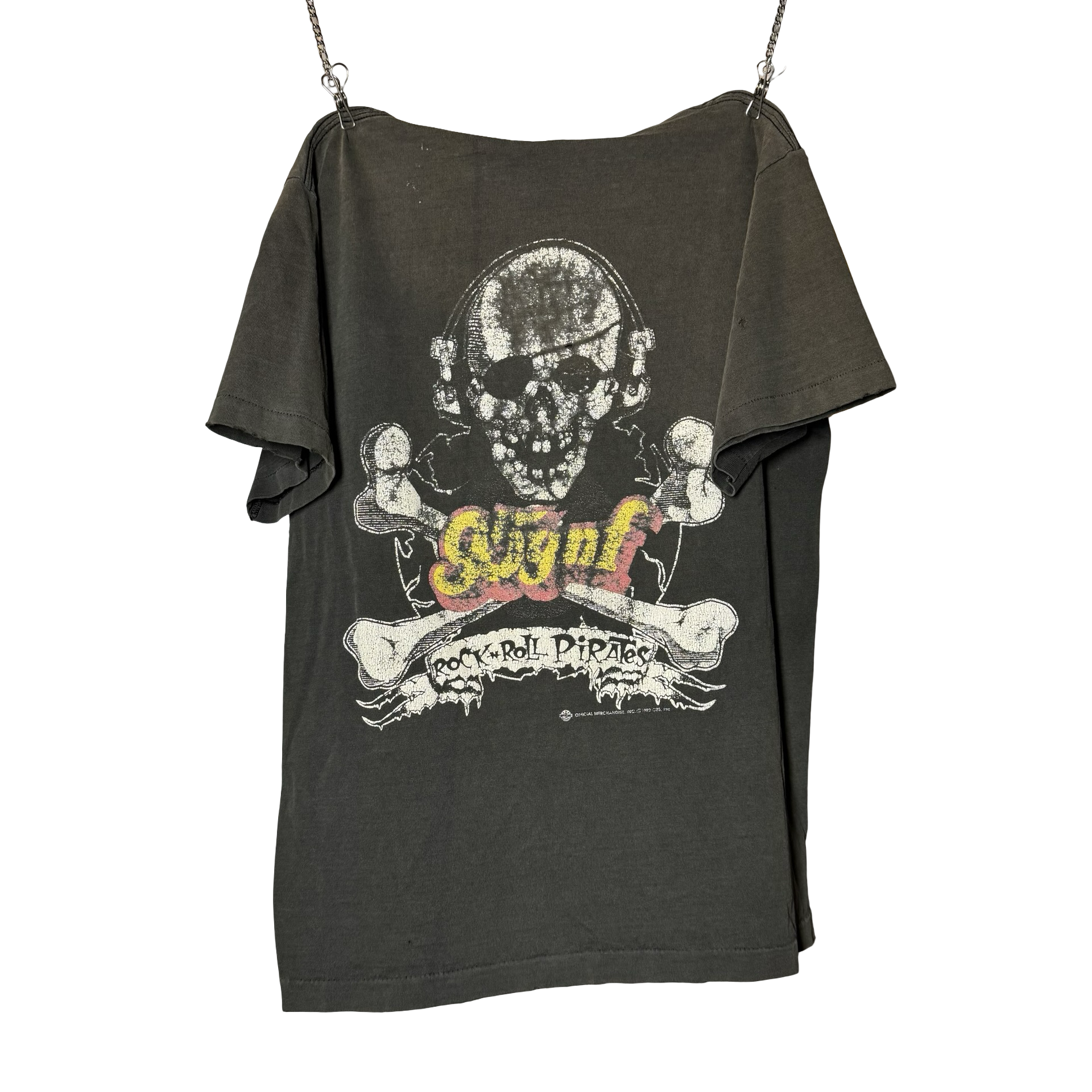 90’s Sun Faded Distressed Skeleton Rock Radio Tee Size M