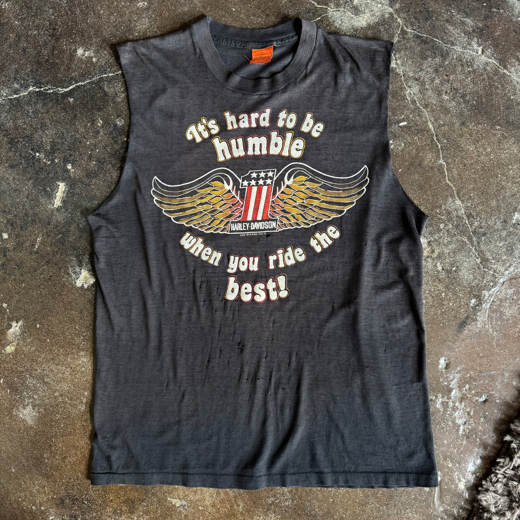 80’s Harley “Hard to Be Humble” Thrashed Cut-Off Tee (XL)