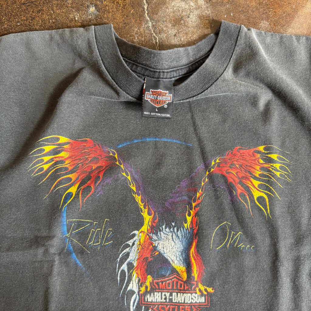 90’s Harley “Ride On” Flame Eagle Tee (L)