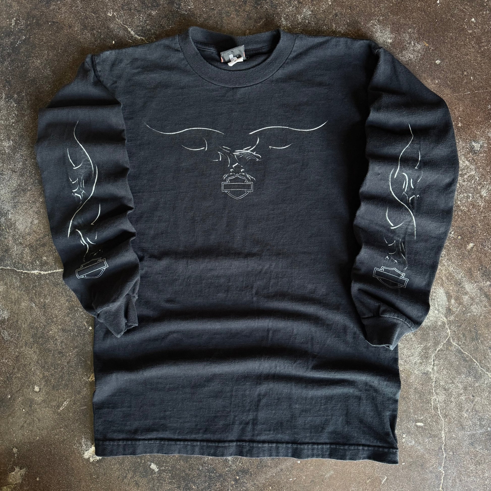 Y2K Harley Black Flames Eagle Longsleeve (M)