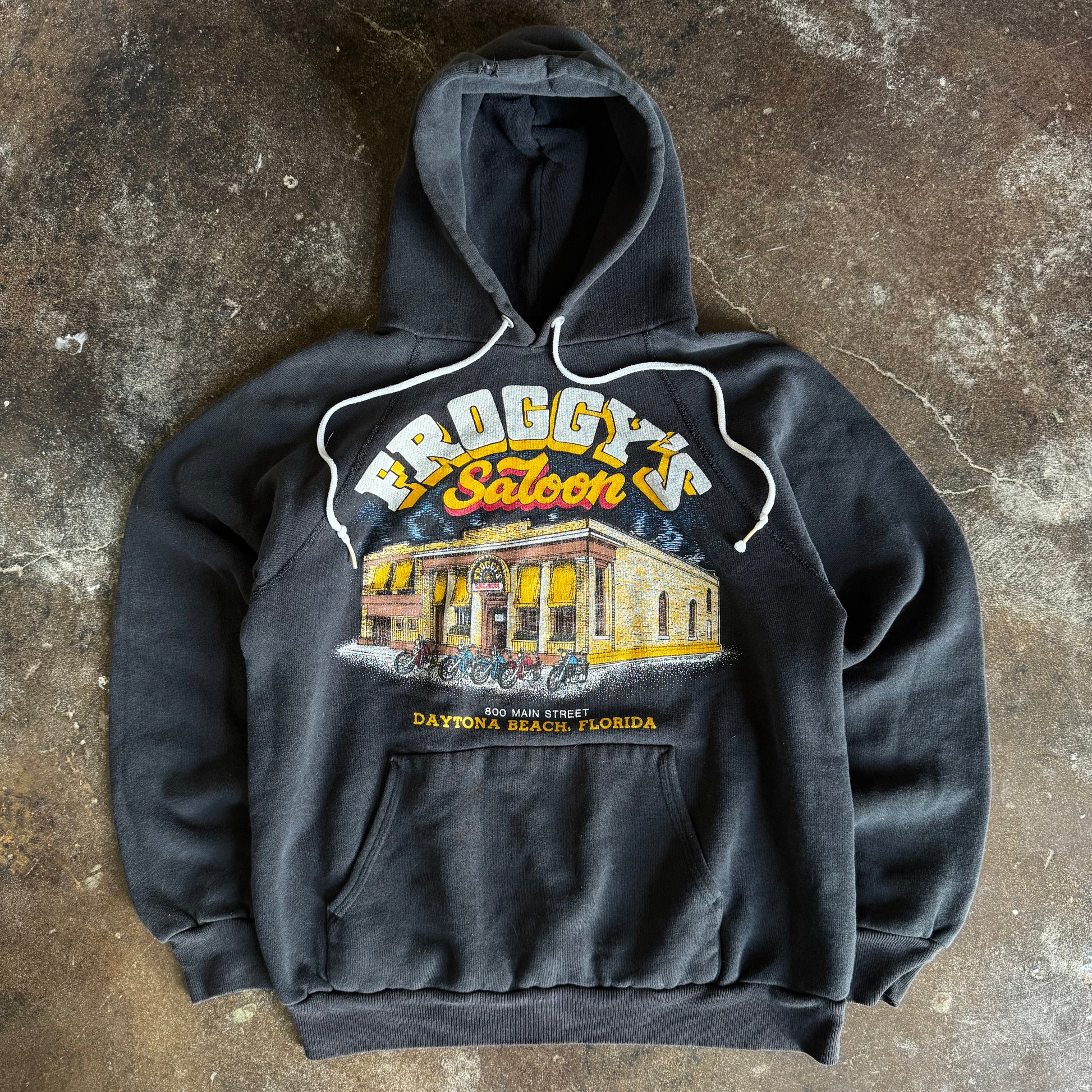 80’s Froggy’s Saloon Biker Bar Drawstring Hoodie (M)