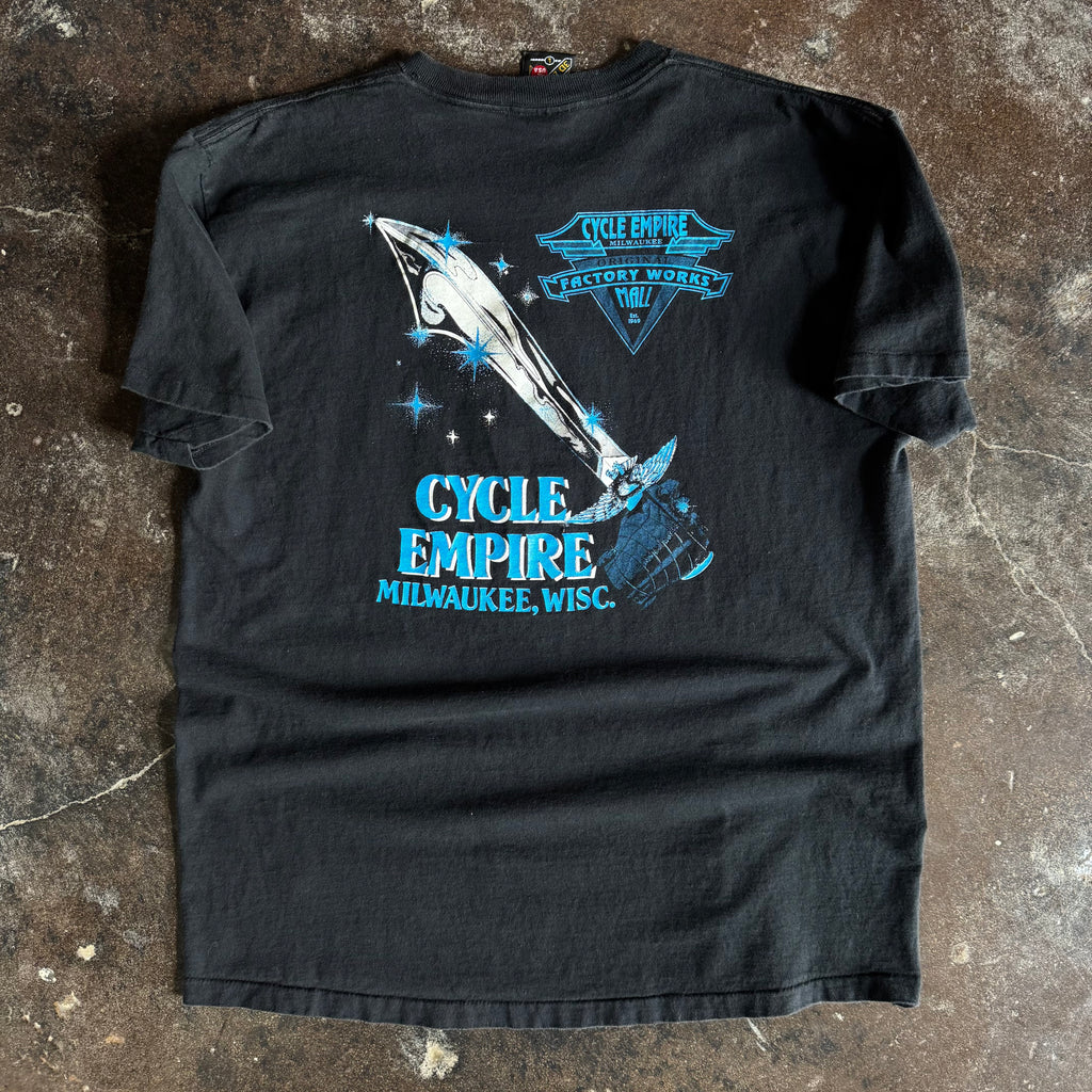 90’s Harley 3D Emblem Born Wild Real Steel Tee (L/XL)