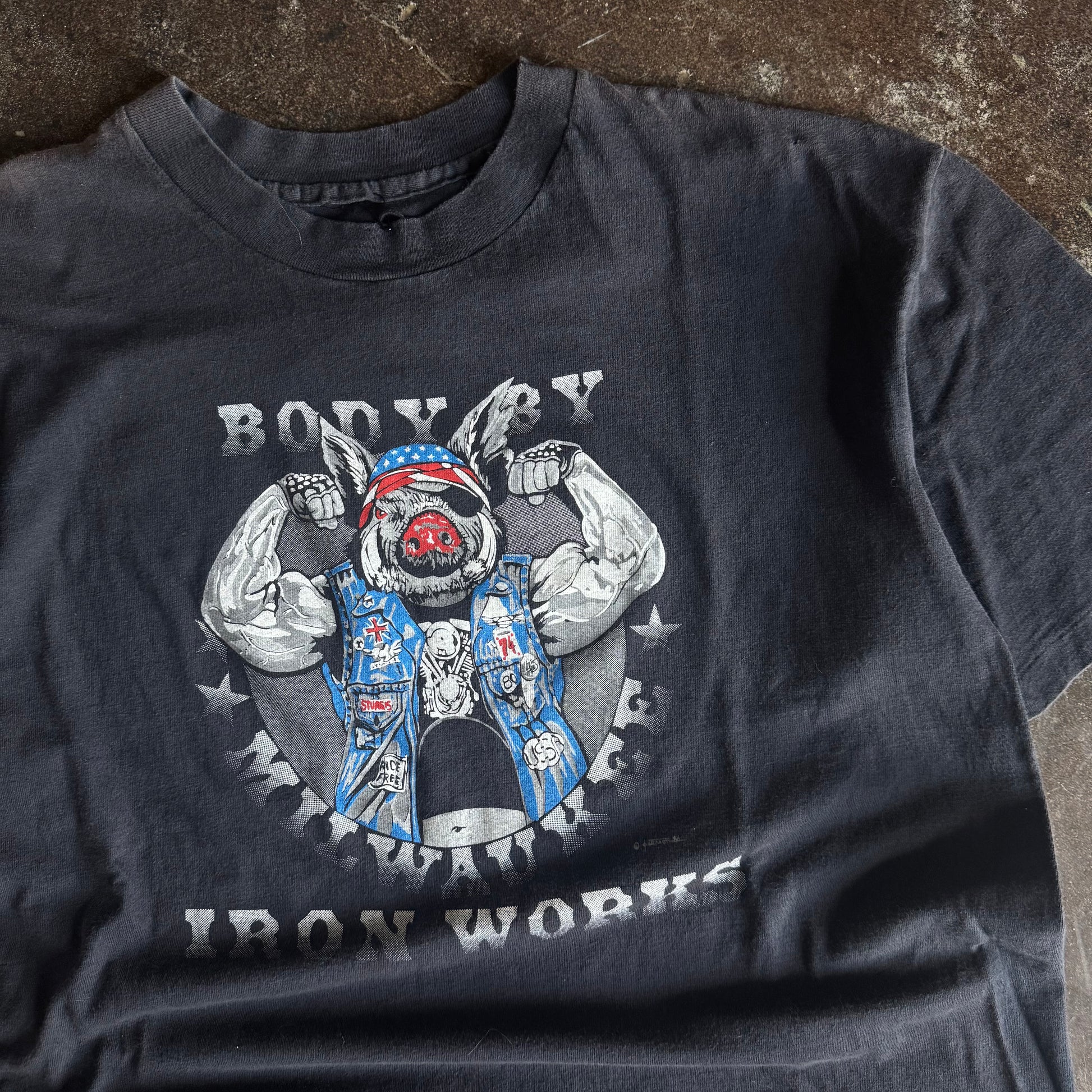 80’s Harley Hog “Body By Iron Works” Tee (XL)