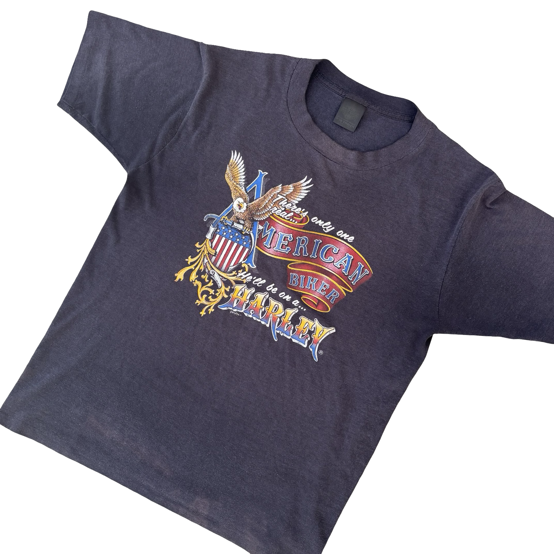 80’s Harley American 3D Emblem Texas Tee Size L