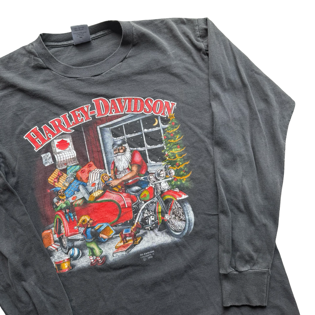 90’s Harley Santa 3D Emblem Longsleeve Tee Size M