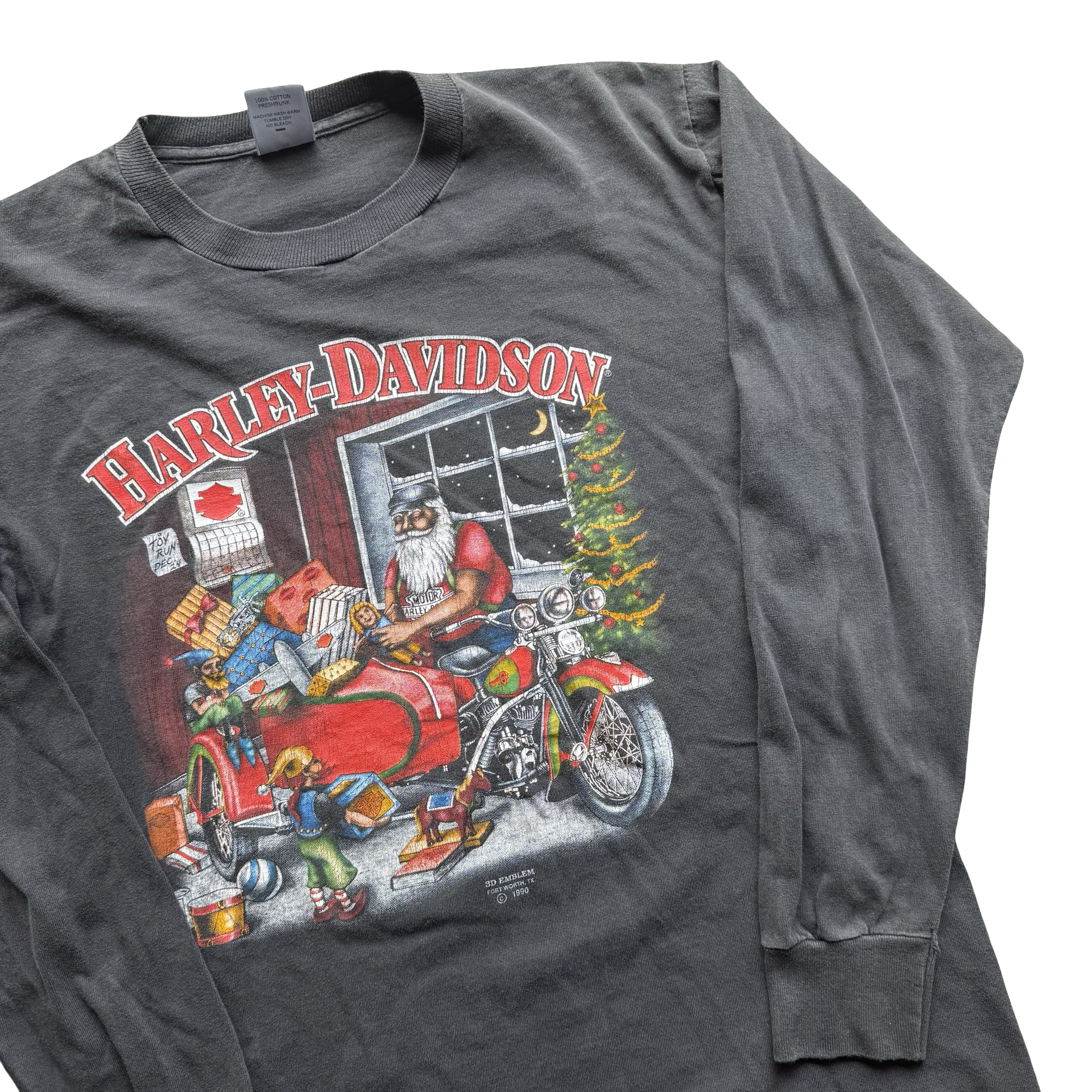 90’s Harley Santa 3D Emblem Longsleeve Tee Size M