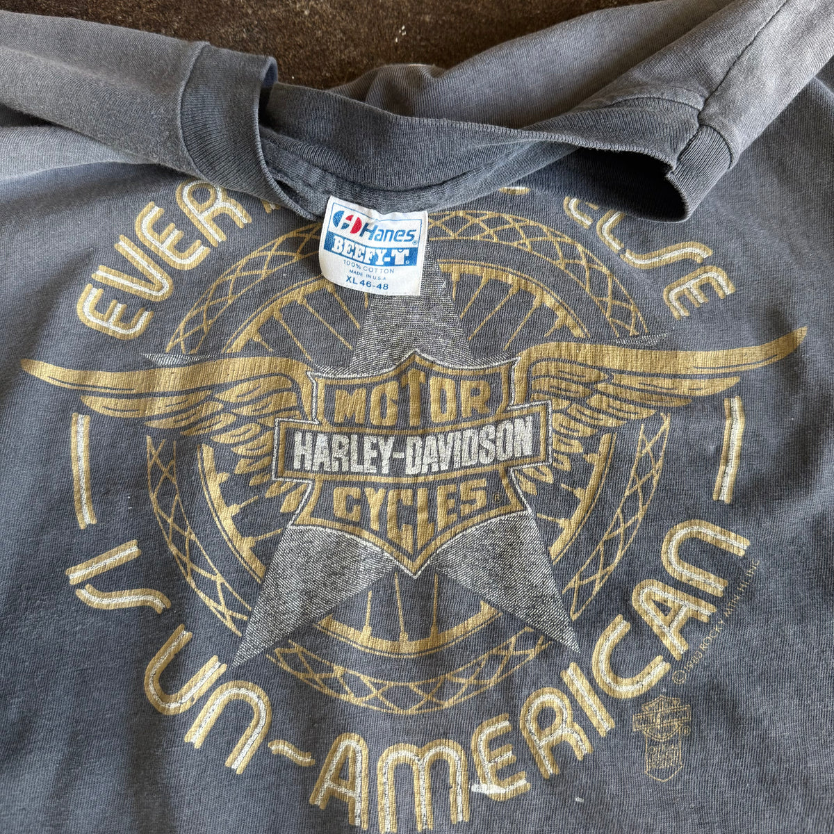 80’s Sun Faded Harley Everything Else Un-American Tee (XL)