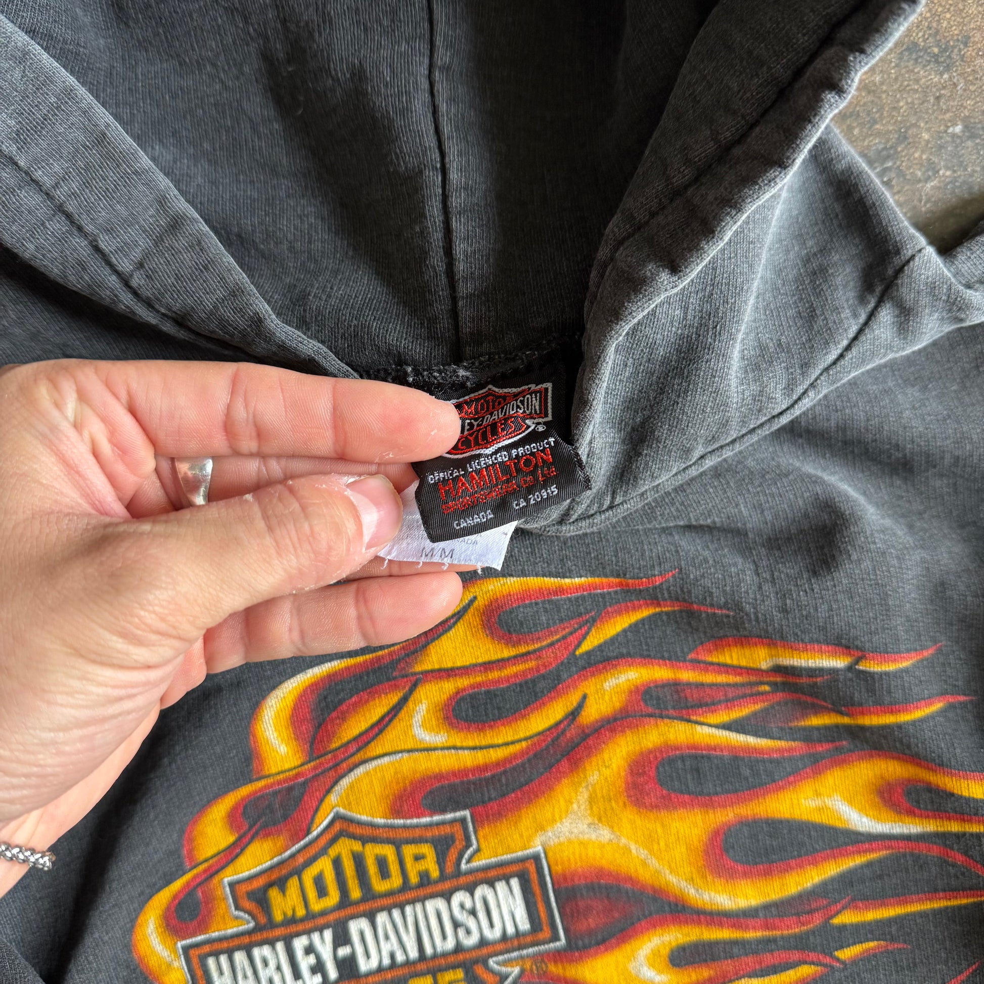 Y2K Harley Davidson Rushing Flames Hoodie (M)