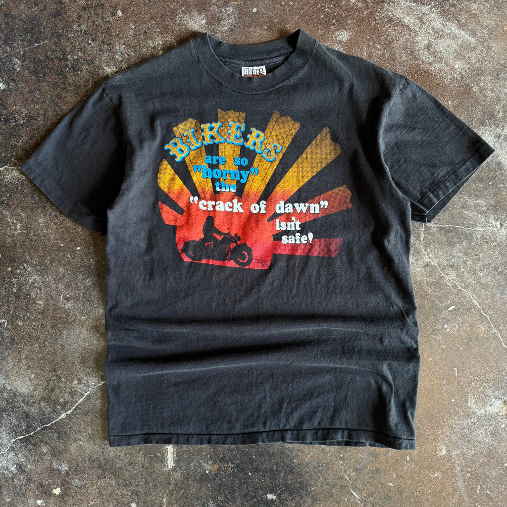 Vintage 1980s Harley-Davidson Crack of Dawn biker humor t-shirt