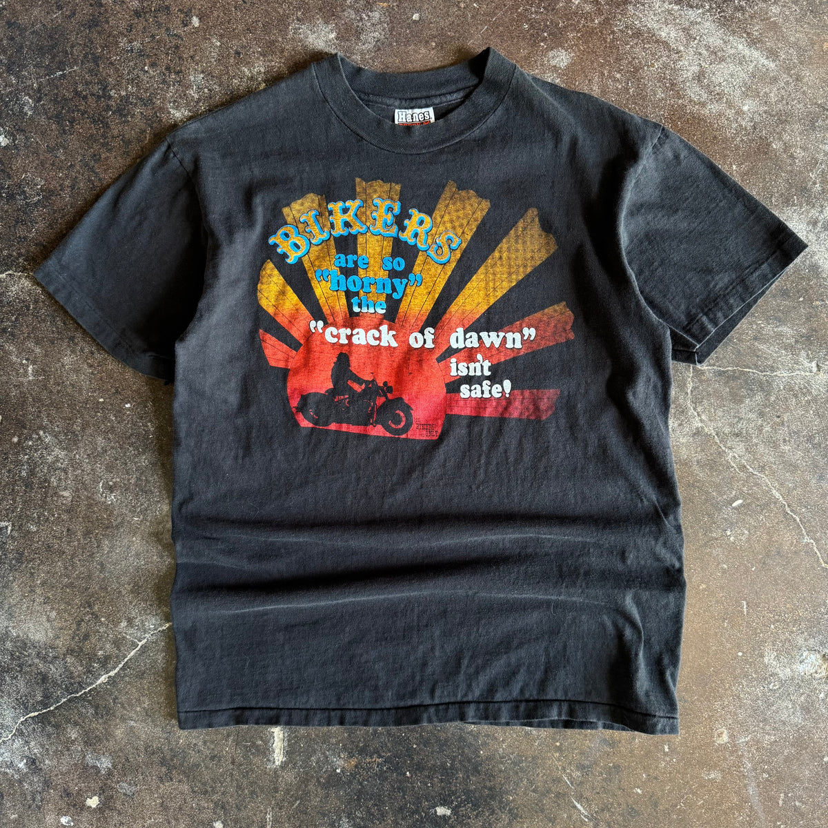 Vintage 1980s Harley-Davidson Crack of Dawn biker humor t-shirt